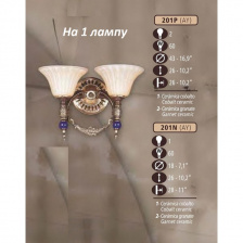Бра 201N 201N/1 AY COBALT/GARNET CERAM. - AMBER CRYST.
