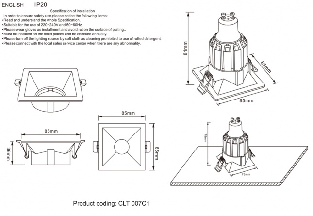 Светильник встраиваемый Crystal Lux CLT 007C1 WH фото 3