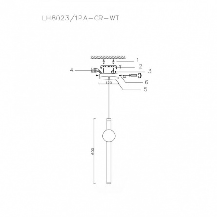 Подвесной светильник Greniya LH8023/1PA-CR-WT фото 3