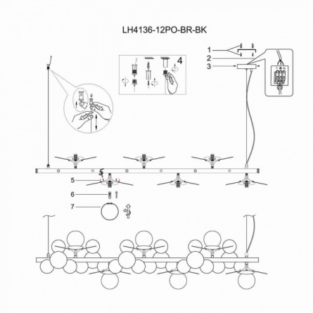 Подвесная люстра Ilmari LH4136/12PO-BR-BK фото 2